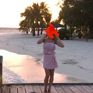 Two piece pink and white seersucker set! Worn once on vacation (pictured)